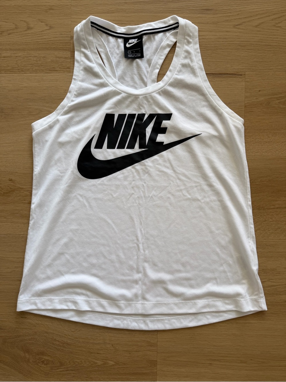 Nike White Tank Top with Black Logo